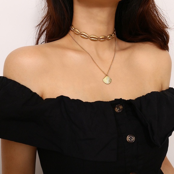 🐚 Boho Gold Two Layers Shell Necklaces - Picture 3 of 6